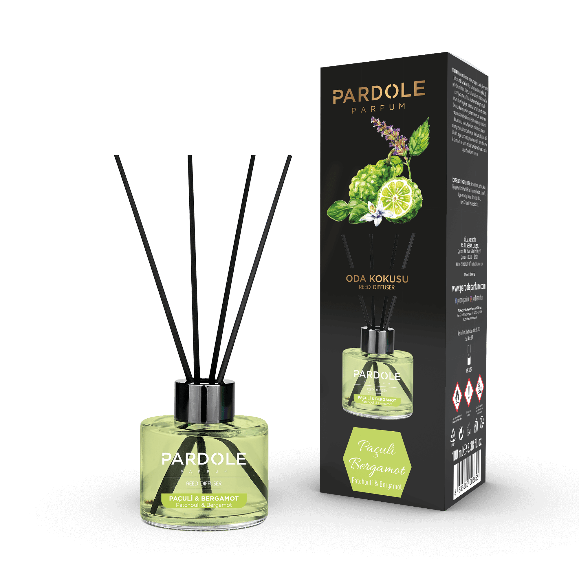 Geurstokjes Patchouli & Bergamot 100ML - Pardole Parfum